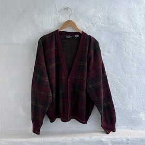 vintage The Italian Sweater Co. wool-blend
plaid cardigan sweater